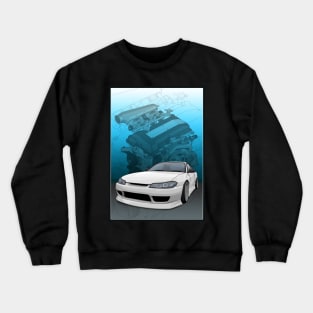 Silvia S15 with SR20 background Crewneck Sweatshirt